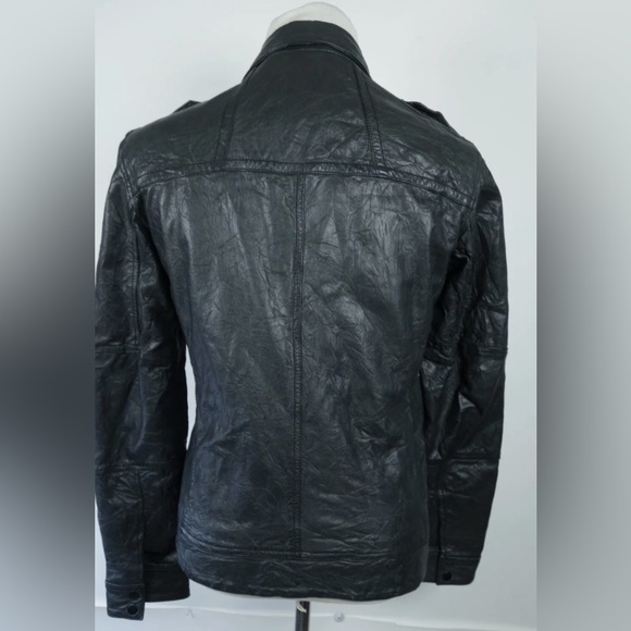Allsaints Shift Leather Bomber Jacket Black Men - Picture 3 of 9